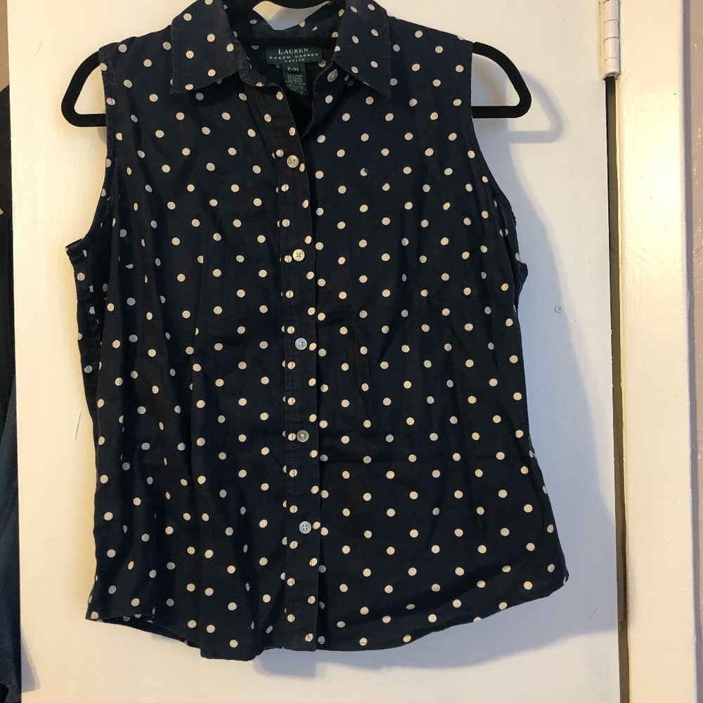 Lauren Ralph Lauren Button Up Sleeveless Shirt